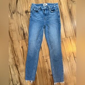 PAIGE Blue Jeans with Modern Distressing